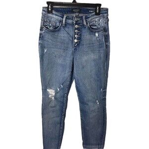 Judy Blue High Waist Boyfriend Fit Button Fly Distressed Jeans Size 7/28 Raw